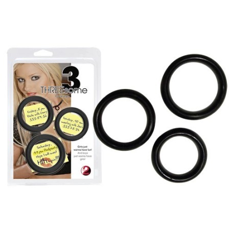 SET 3 ANELLI FALLICI DIVERSI DIAMETRI \THREESOME\ NERO