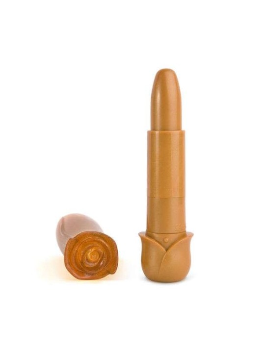 MINI VIBRATORE A FORMA DI ROSSETTO CON ROSA \"BLOOMING ROSE\" ORO