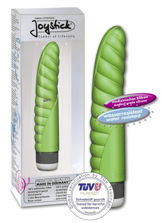 JOYSTICK JOYDIVISION VIBRATORE IN SILICONE CON SCANALATURE \"CHRIS CROSS\" VERDE - 21 CM