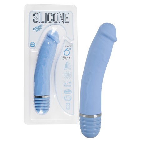 VIBRATORE IN SILICONE 10 RITMI \BENDABLE BUDDY\ BLU - 15 CM