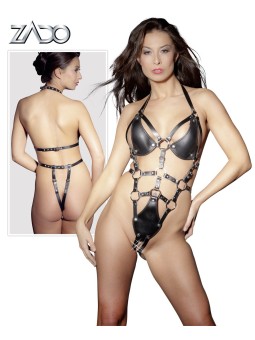 BODY CON CINGHIE IN PELLE E APERTURA SULLINGUINE