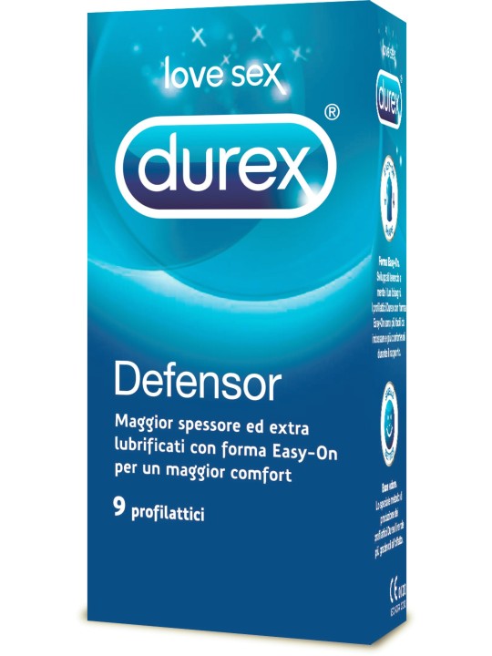 PROFILATTICI EXTRA LUBRIFICATI DUREX "DEFENSOR" - 9 PEZZI