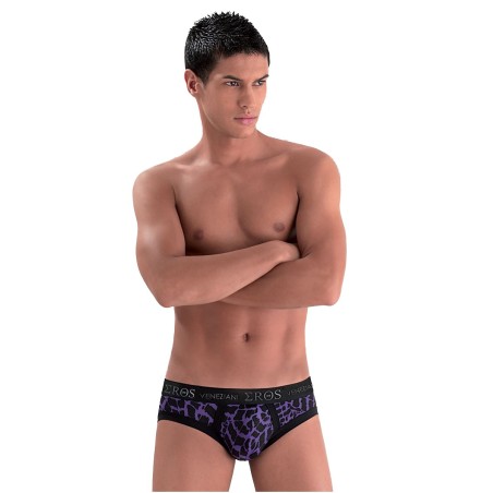 SLIP MOTIVO ZEBRA \EROS VENEZIANI\ NERO/VIOLA
